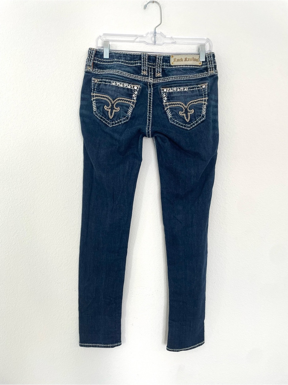 Rock Revival Erin Skinny Women's 29 Blue Jeans with Embroidered Back Pocket